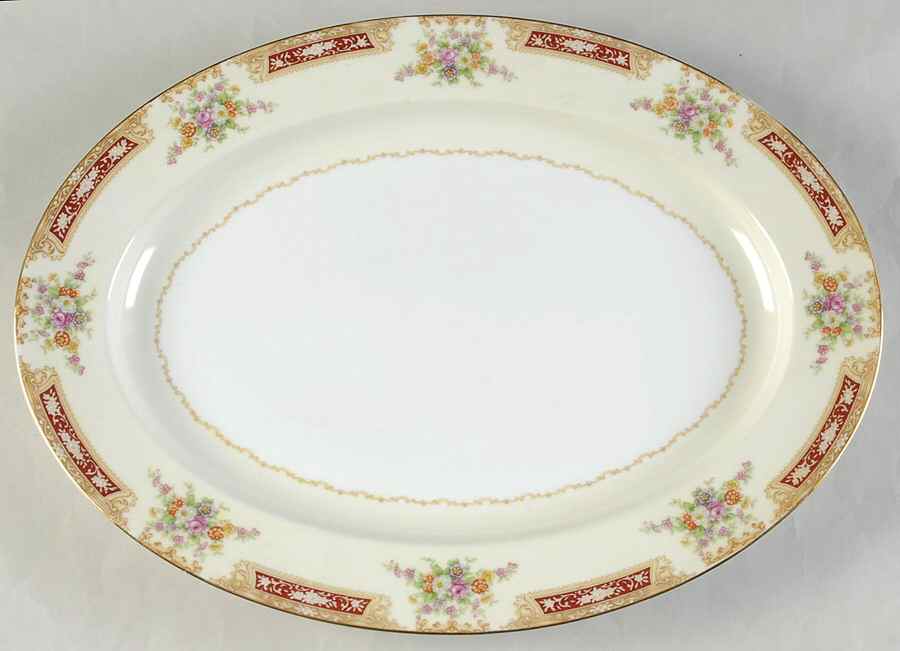 Redlace 16" Oval Serving Platter by Noritake-1