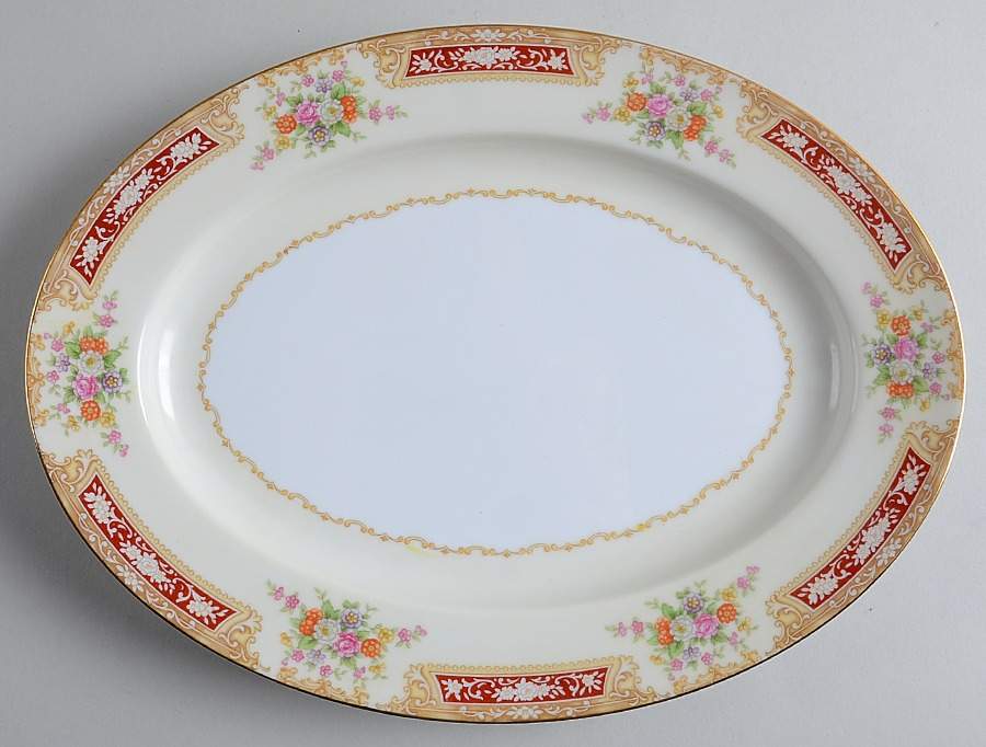Redlace 11" Oval Serving Platter by Noritake-1