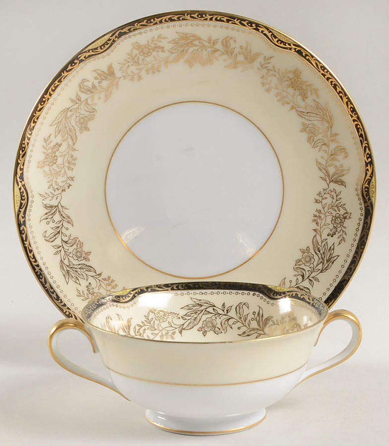 Retel Footed Cream Soup Bowl & Saucer Set by Noritake-1