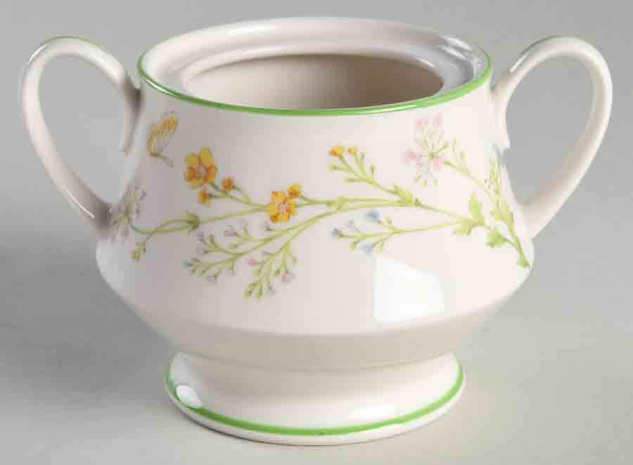 Reverie (Green Trim) Sugar Bowl No Lid by Noritake-1