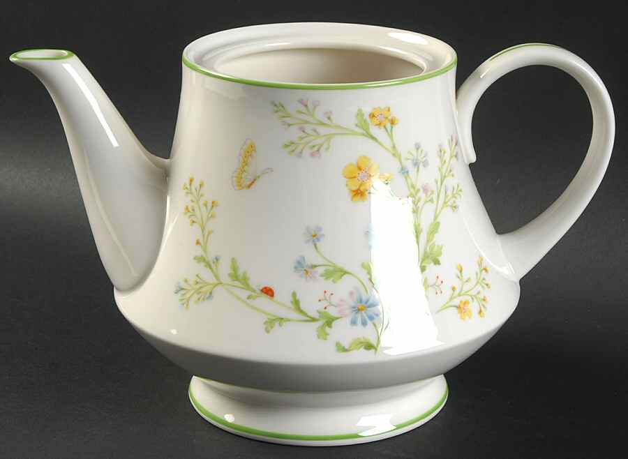 Reverie (Green Trim) Teapot No Lid by Noritake-1
