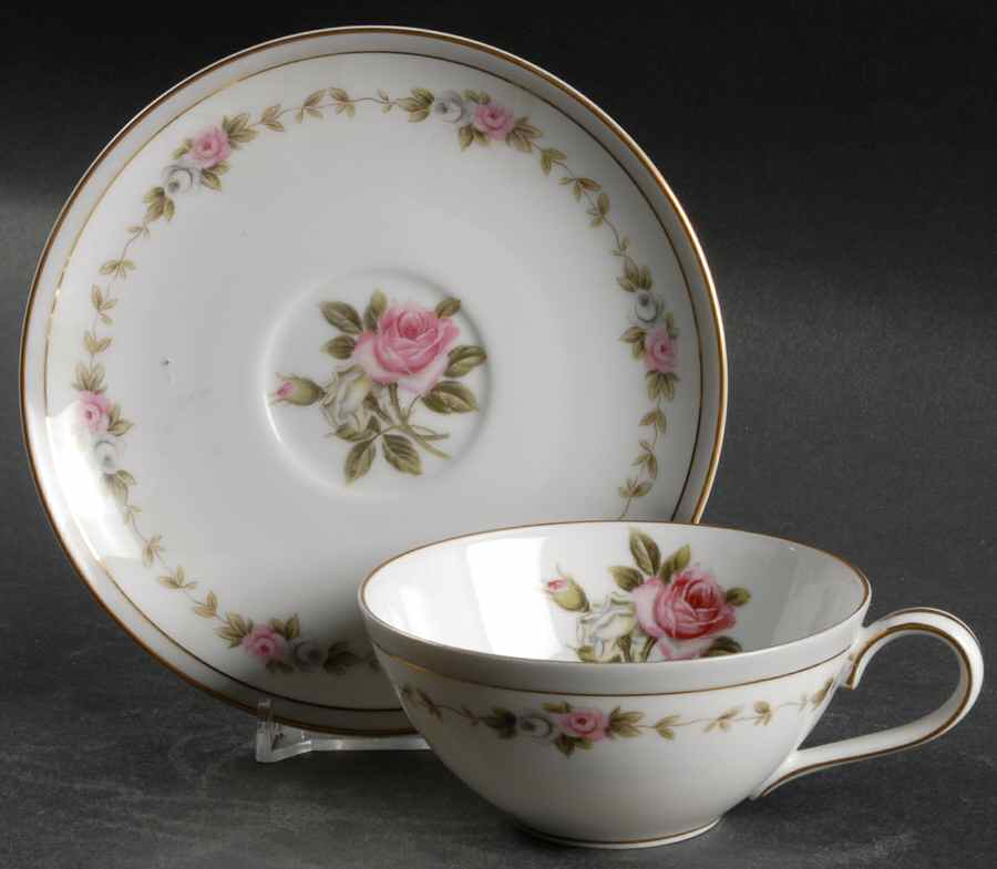 Reverie (Gold Trim) Flat Cup & Saucer Set by Noritake-1