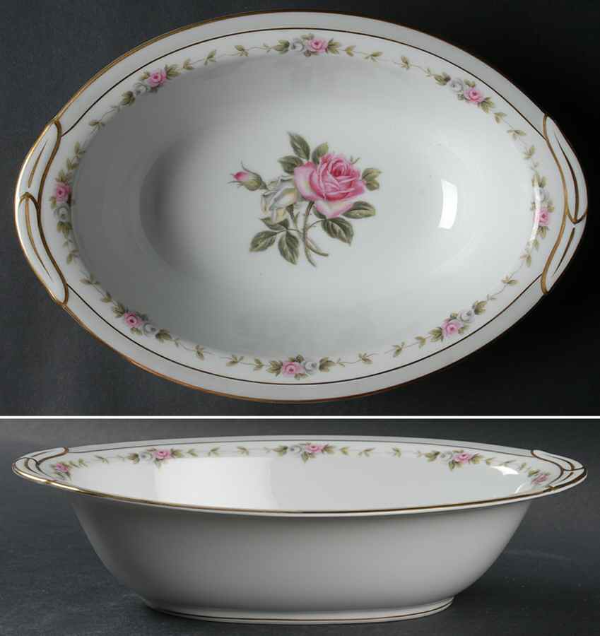 Reverie (Gold Trim) 10" Oval Vegetable Bowl by Noritake-1
