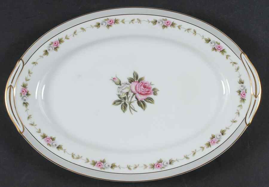 Reverie (Gold Trim) 12" Oval Serving Platter by Noritake-1