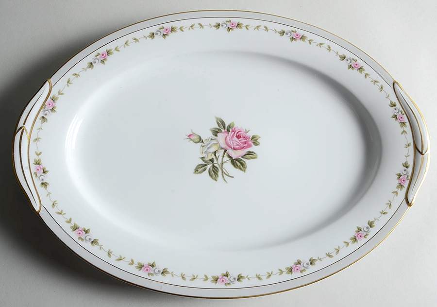 Reverie (Gold Trim) 16" Oval Serving Platter by Noritake-1