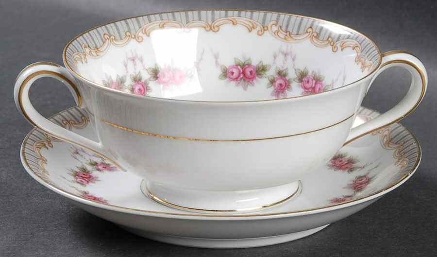 Ridgewood Footed Cream Soup Bowl & Saucer Set by Noritake-1