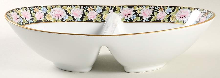 Rima 10" Oval Divided Vegetable Bowl by Noritake-1