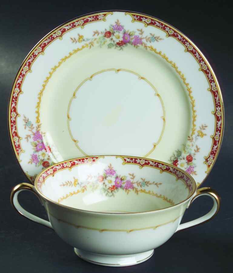 Rochelle Footed Cream Soup Bowl & Saucer Set by Noritake-1