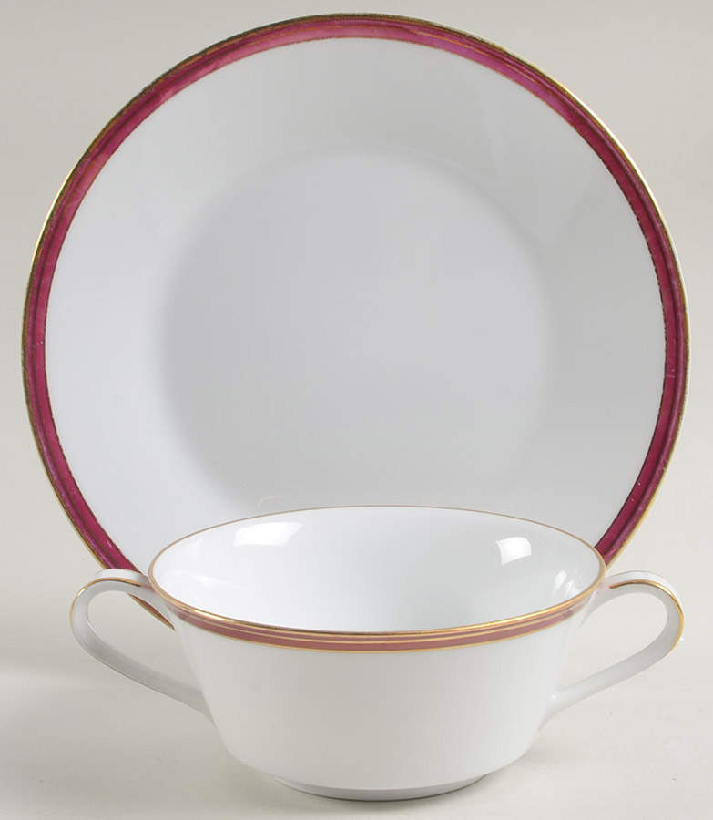 Royale Claret Flat Cream Soup Bowl & Saucer Set by Noritake-1