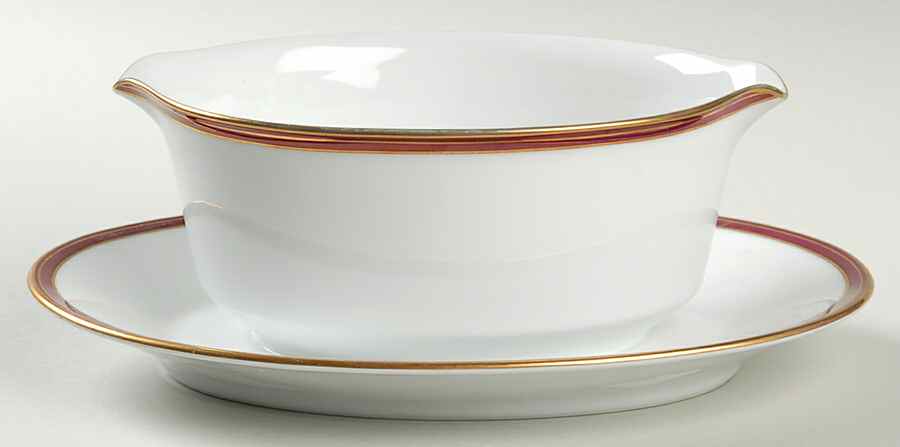 Royale Claret Gravy Boat with Attached Underplate by Noritake-1