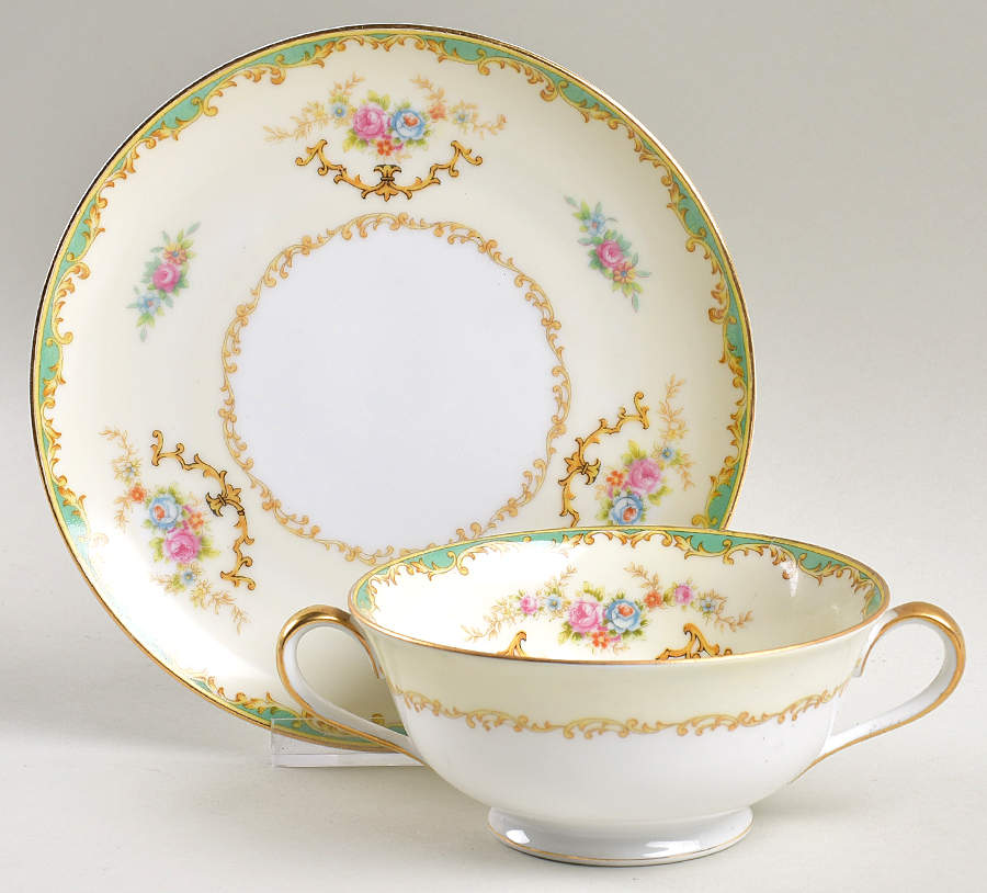 Rodena Footed Cream Soup Bowl & Saucer Set by Noritake-1