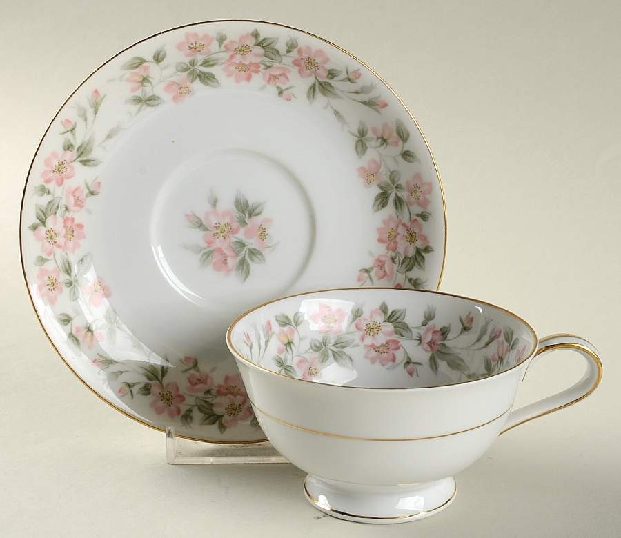 Rose Garden Footed Cup & Saucer Set by Noritake-1