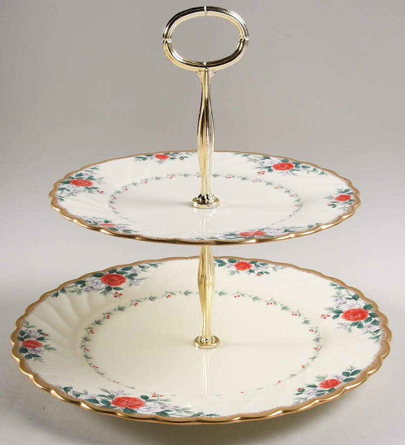 Rose Legend 6 5/8"-10"  2 Tiered Serving Tray (Dp, Sp) HC by Noritake-1