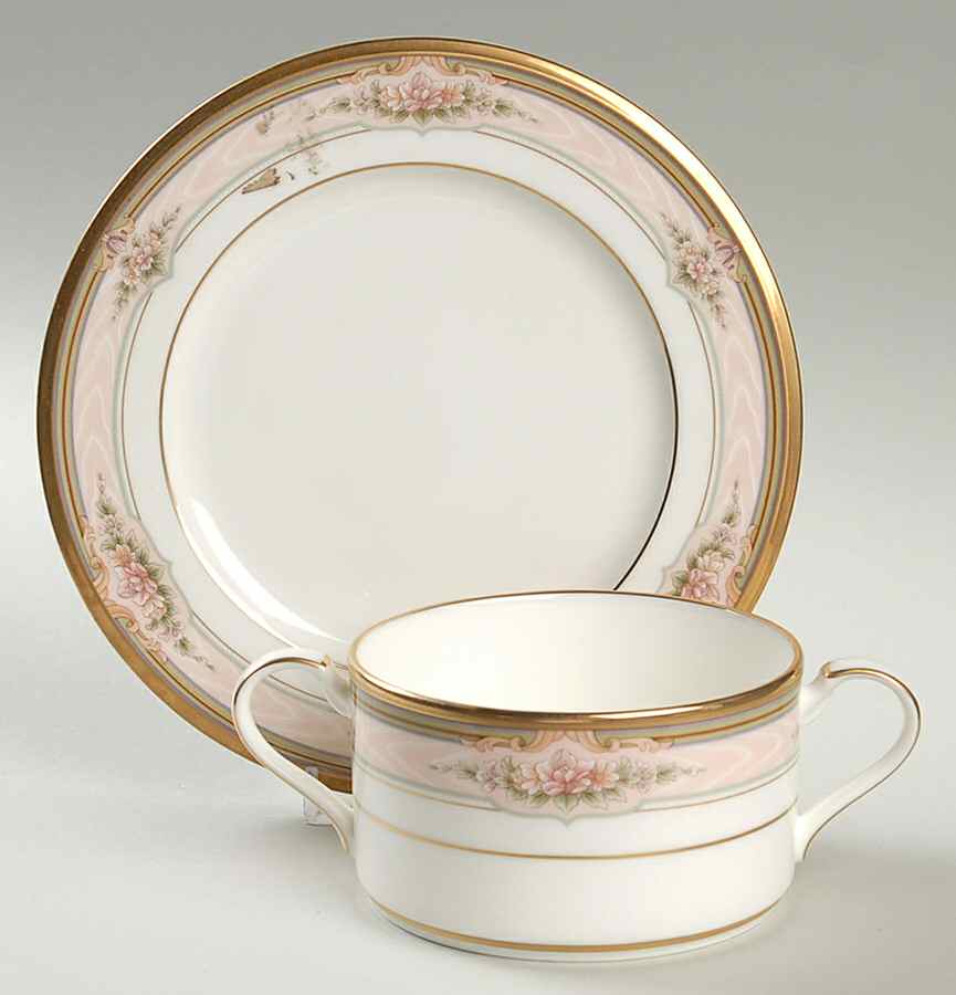 Romanticize Cream Soup Bowl & Bread Plate/Saucer Set by Noritake-1
