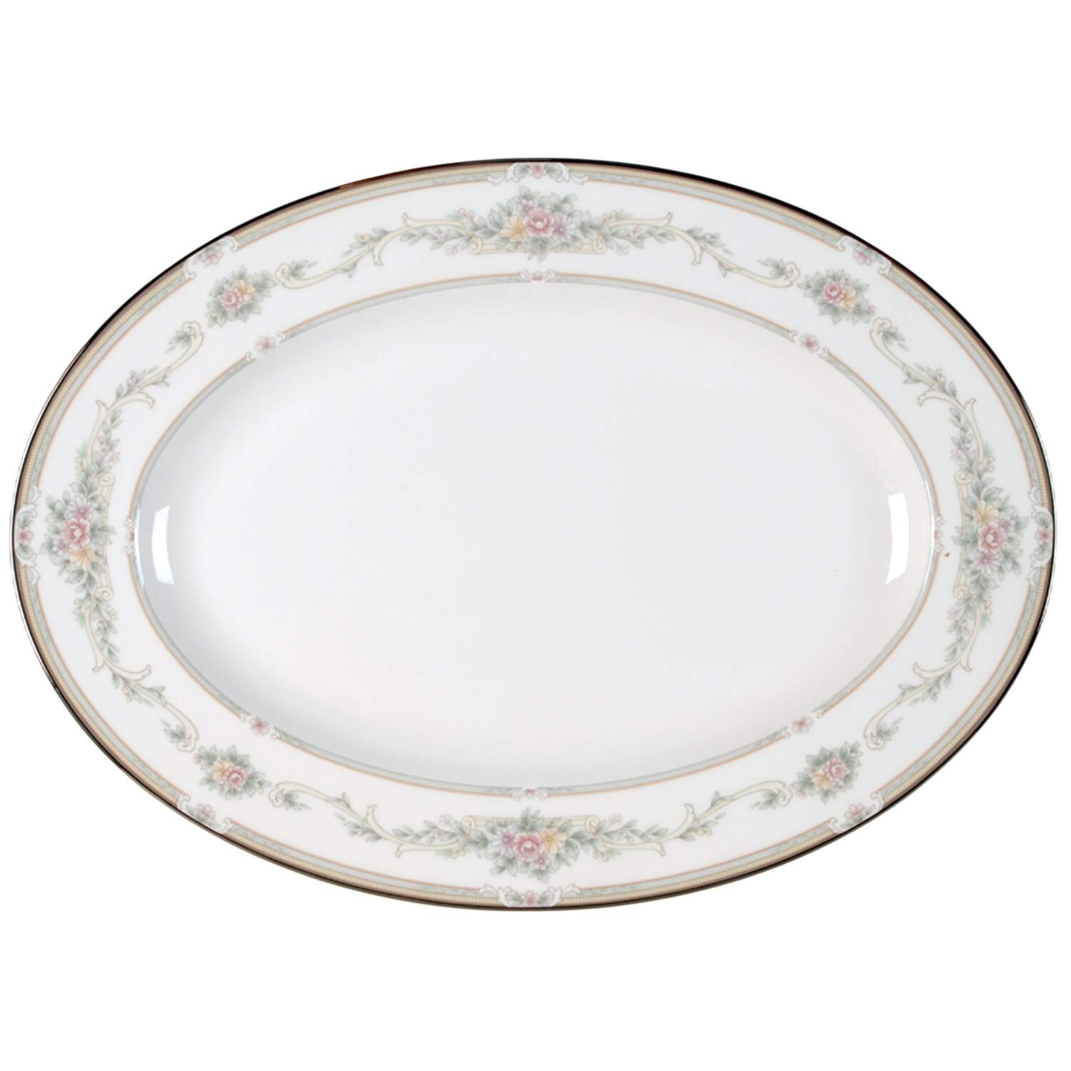 Rose Memento 14" Oval Serving Platter by Noritake-1
