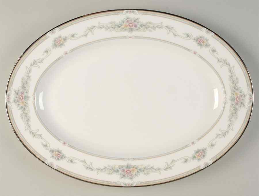 Rose Memento 14" Oval Serving Platter by Noritake-1