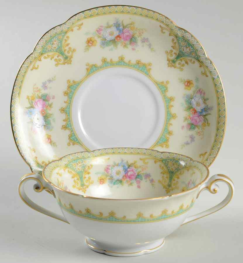 Romilly Footed Cream Soup Bowl & Saucer Set by Noritake-1