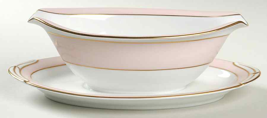 Royal Pink Gravy Boat with Attached Underplate by Noritake-1