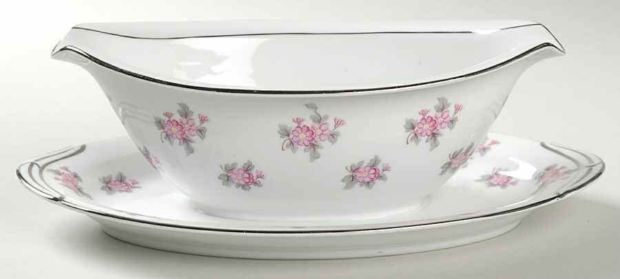 Rose Palace Gravy Boat with Attached Underplate by Noritake-1