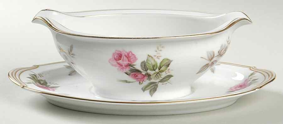 Rosa Gravy Boat with Attached Underplate by Noritake-1