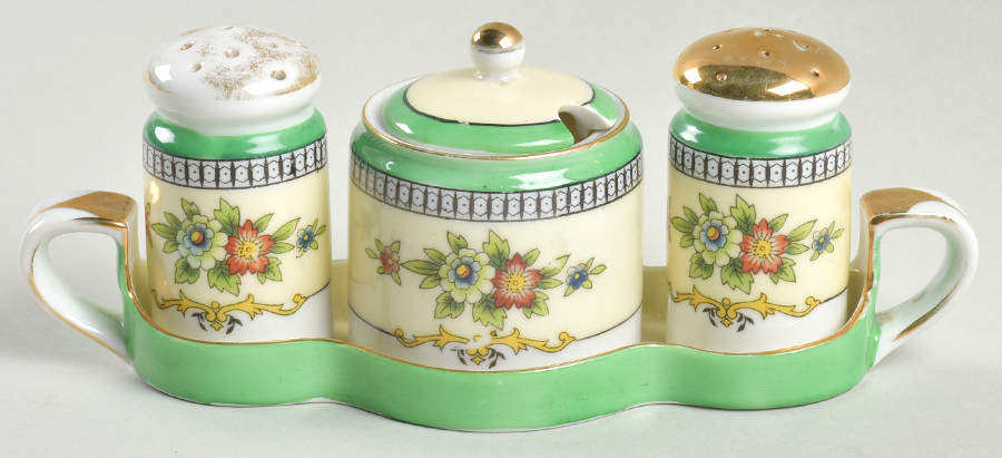 Roseara 5 Pc Condiment Set (Salt/Pepper, Mustard, Tray) by Noritake-1