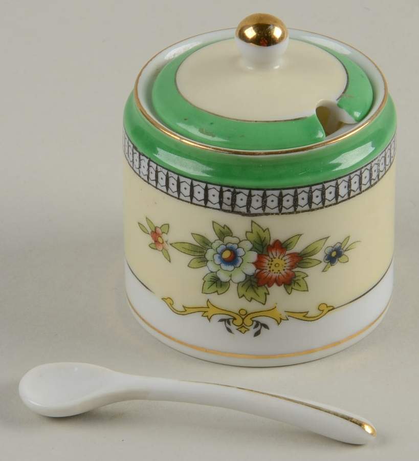 Roseara Condiment Mustard w/Lid & Spoon by Noritake-1