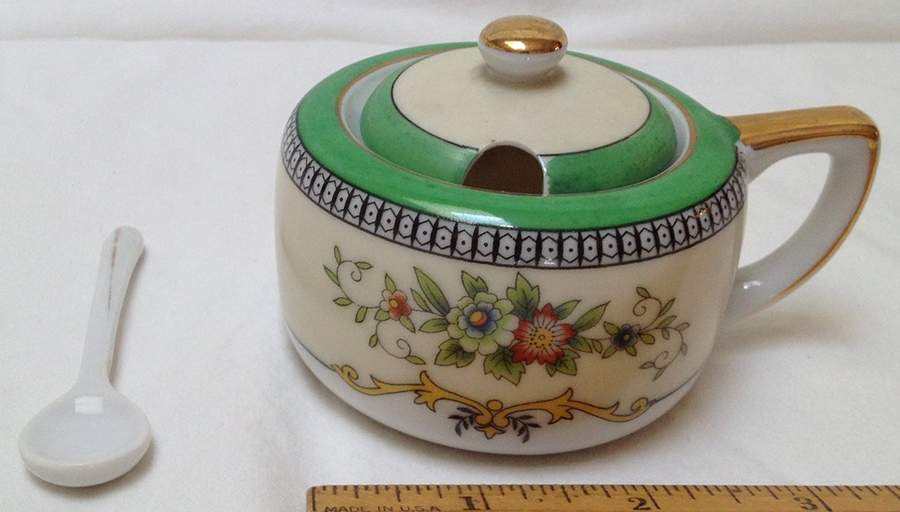 Roseara Mustard Jar & Lid with Spoon by Noritake-1