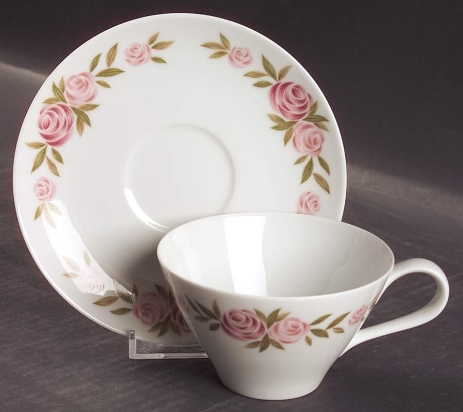 Roseate Flat Cup & Saucer Set by Noritake-1