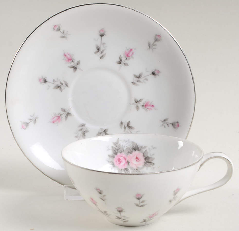 Rosebud Flat Cup & Saucer Set by Noritake-1
