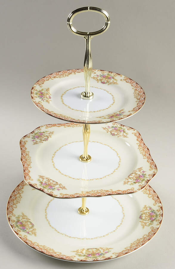 Rosebud 13 7/8"-14 1/4" 3-Tiered Serving Tray(DP,SP,BB) HC by Noritake-1