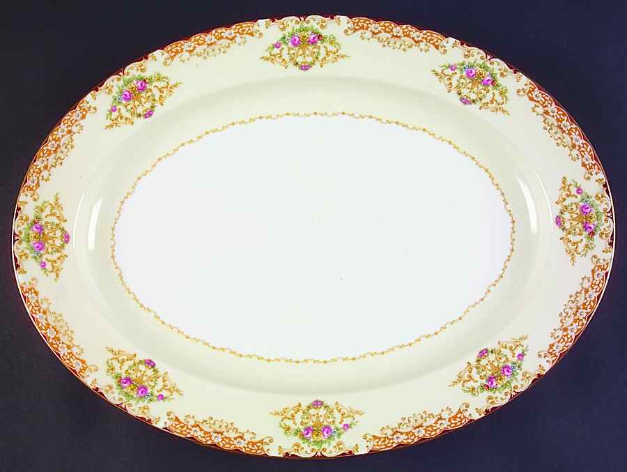 Rosebud 16" Oval Serving Platter by Noritake-1