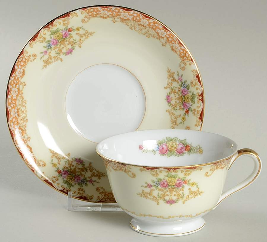 Rosebud Footed Cup & Saucer Set by Noritake-1