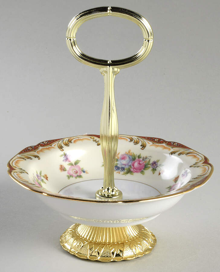 Roseda 6"-7" Handled Footed Nut Dish HC by Noritake-1