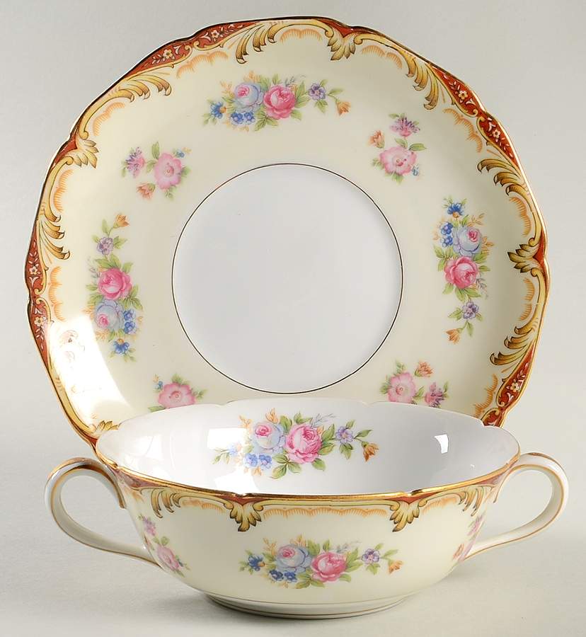 Roseda Flat Cream Soup Bowl & Saucer Set by Noritake-1