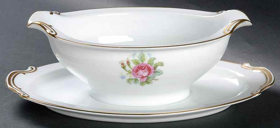 Rosedawn Gravy Boat with Attached Underplate by Noritake-1