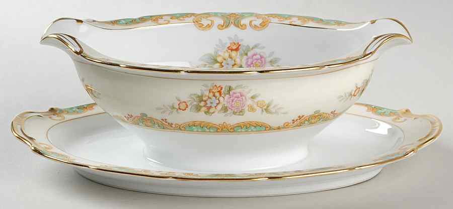 Roseglow Gravy Boat with Attached Underplate by Noritake-1