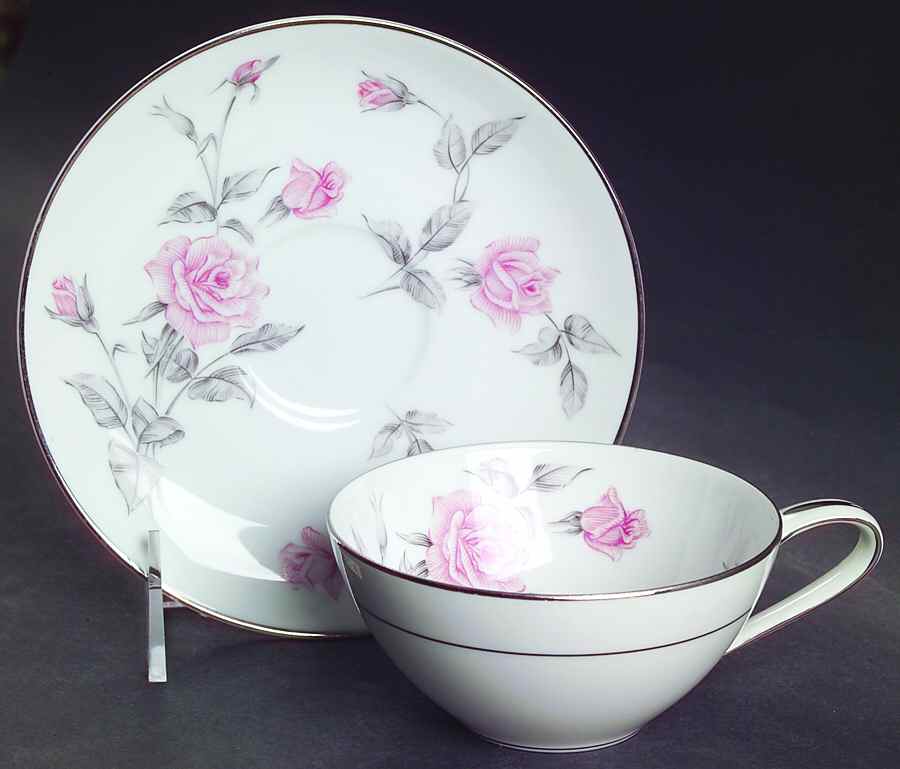 Roseglen Flat Cup & Saucer Set by Noritake-1