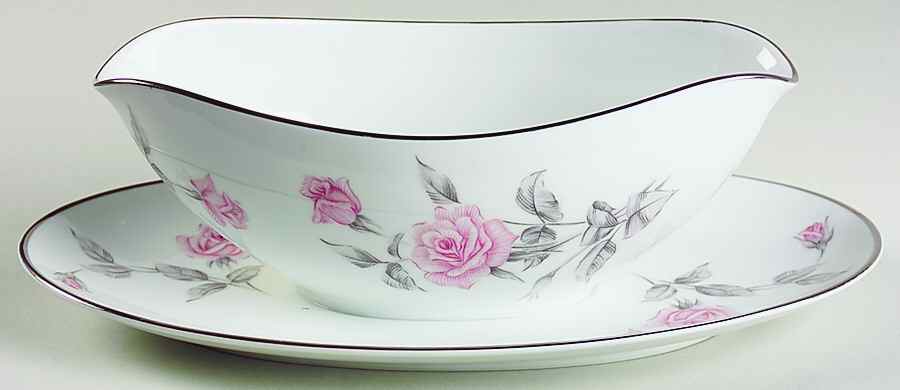 Roseglen Gravy Boat with Attached Underplate by Noritake-1