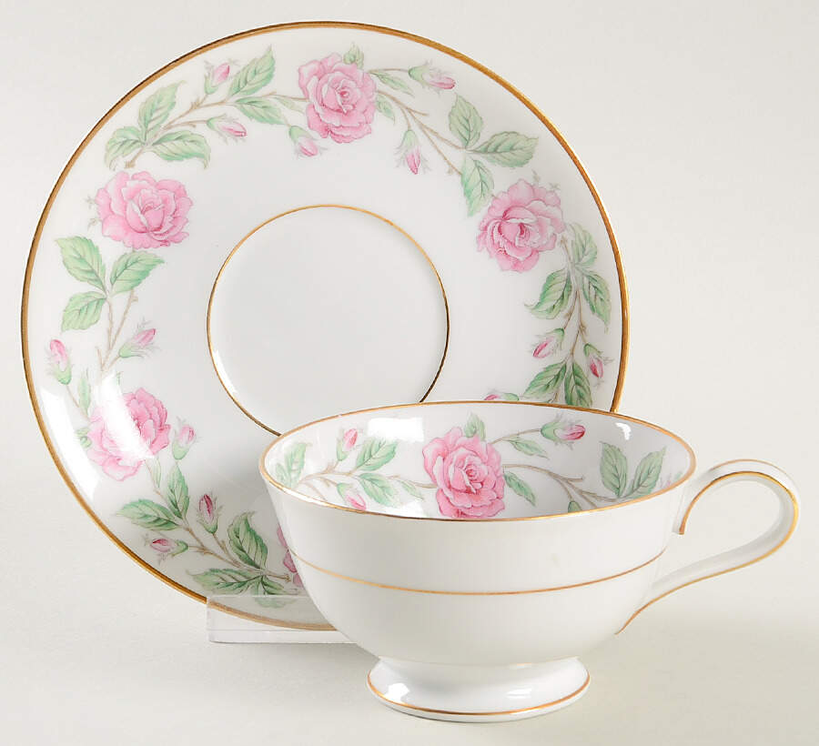 Roselle Footed Cup & Saucer Set by Noritake-1