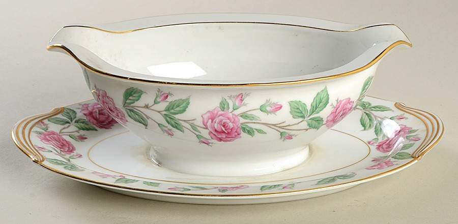 Roselle Gravy Boat with Attached Underplate by Noritake-1