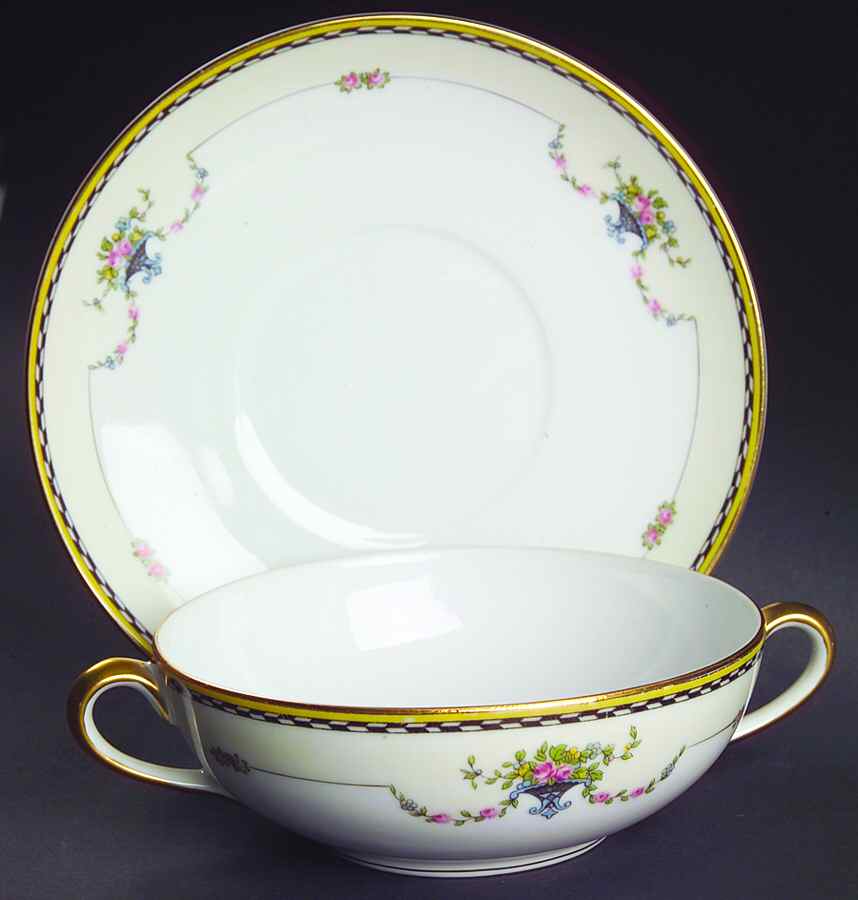 Rosemary Flat Cream Soup Bowl & Saucer Set by Noritake-1