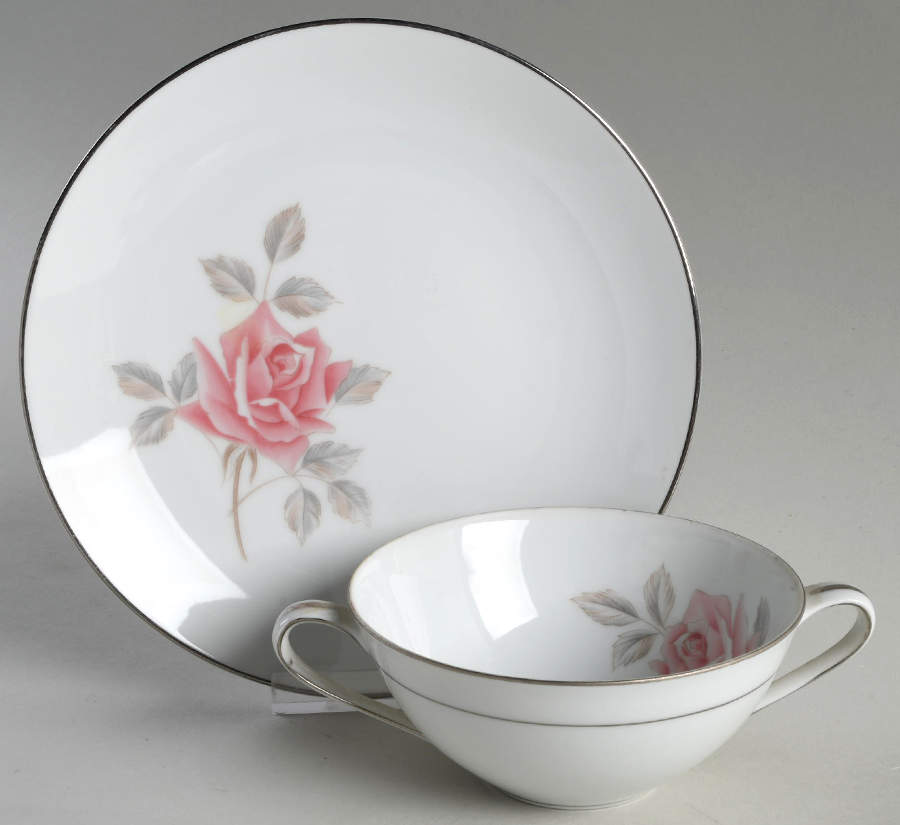 Rosemist Flat Cream Soup Bowl & Saucer Set by Noritake-1