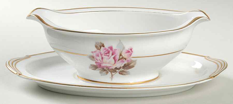 Rosetta Gravy Boat with Attached Underplate by Noritake-1