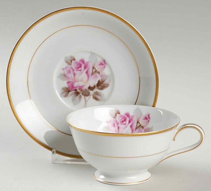 Rosetta Footed Cup & Saucer Set by Noritake-1