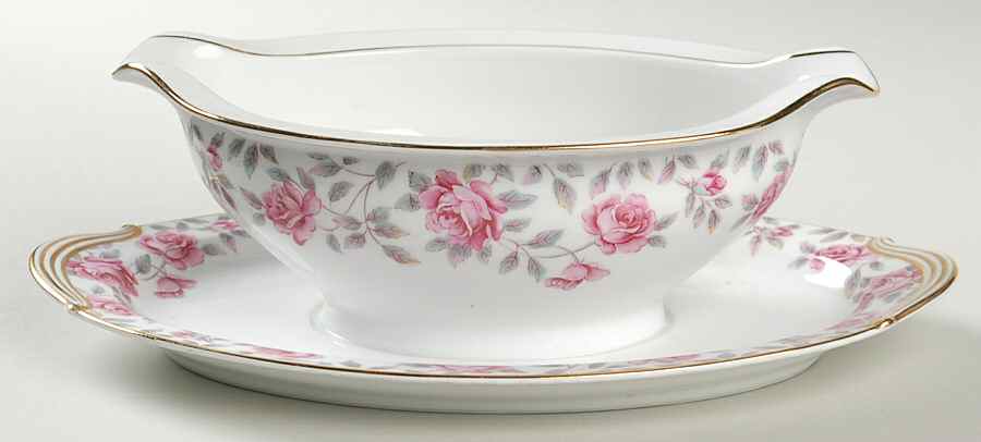 Rosewood Gravy Boat with Attached Underplate by Noritake-1