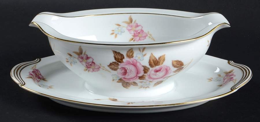 Rosilla Gravy Boat with Attached Underplate by Noritake-1