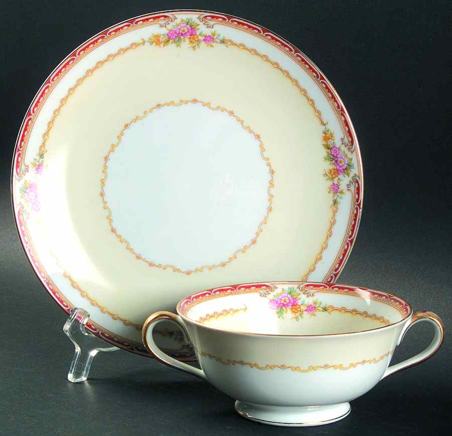 Rosina Footed Cream Soup Bowl & Saucer Set by Noritake-1