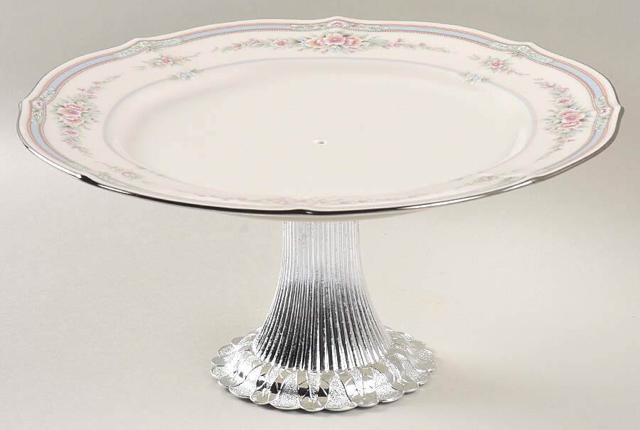 Rothschild Cake Stand with 4"-5" Metal Pedestal  Hc by Noritake-1
