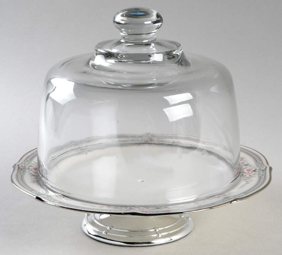 Rothschild 6 1/2"-7 1/2" Footed Cheese Plate w/ Glass Dome HC by Noritake-1