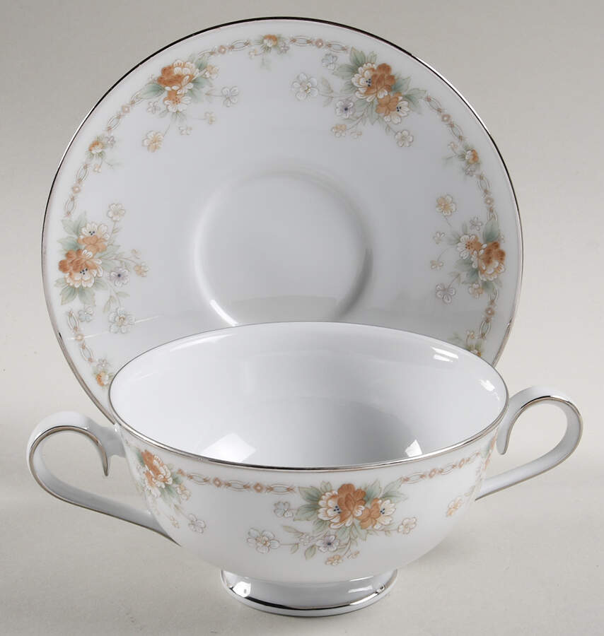 Roundelay Footed Cream Soup Bowl & Saucer Set by Noritake-1